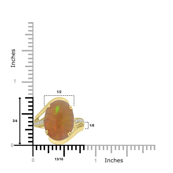 5.01ct Opal Rings with 0.143tct Diamond set in 14K Yellow Gold