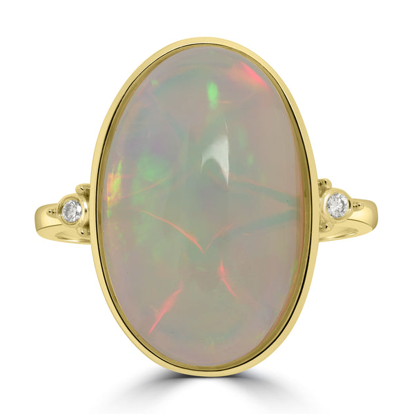 8.2ct Opal Rings with 0.028tct Diamond set in 14K Yellow Gold