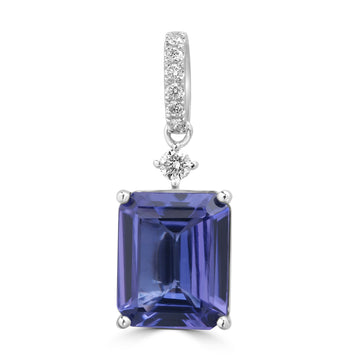 3.89ct Tanzanite Pendants with 0.13tct Diamond set in 14K White Gold
