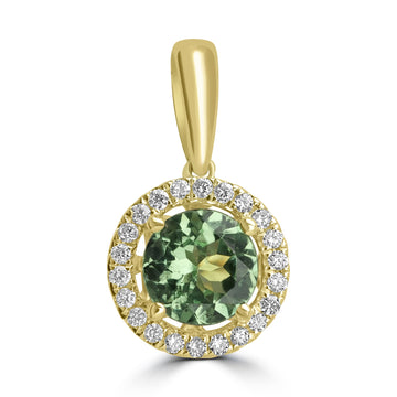 0.68ct Tsavorite Pendants with 0.089tct Diamond set in 14K Yellow Gold