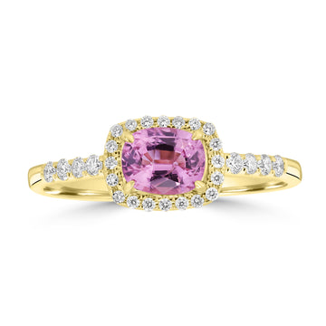 0.67ct Pink Spinel Rings with 0.181tct Diamond set in 14K Yellow Gold