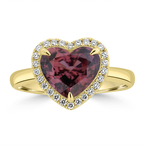 3.82ct Pink Zircon Rings with 0.14tct Diamond set in 14K Yellow Gold