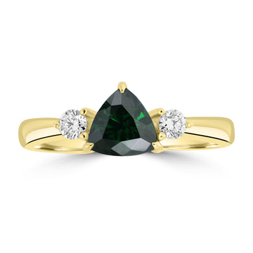 0.9ct Tsavorite Rings with 0.157tct Diamond set in 18K Yellow Gold
