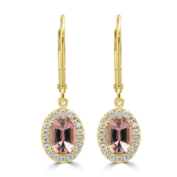 1.49ct Tourmaline Earrings with 0.25tct Diamond set in 18K Yellow Gold