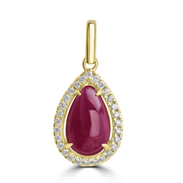 2.32ct Ruby Pendants with 0.155tct Diamond set in 18K Yellow Gold