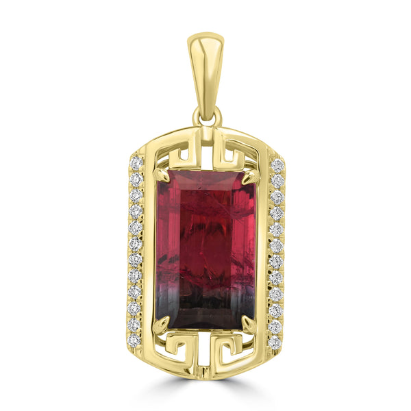 4.96ct Tourmaline Pendants with 0.21tct Diamond set in 14K Yellow Gold