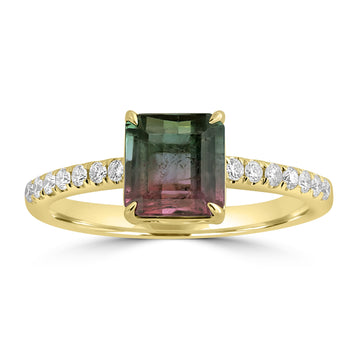 1.898ct Tourmaline Rings with 0.193tct Diamond set in 14K Yellow Gold