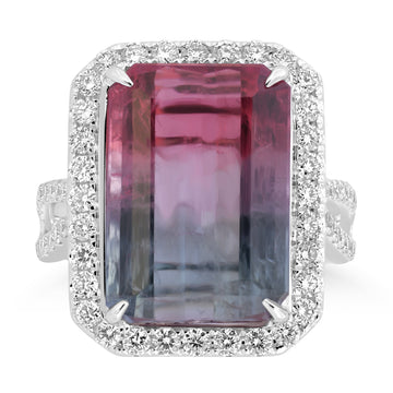 10.66ct Tourmaline Rings with 0.962tct Diamond set in 18K White Gold