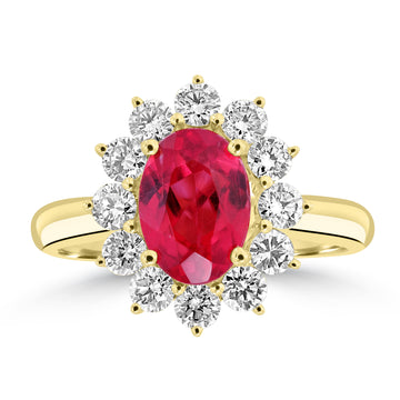 1.81ct Rhodonite Rings with 0.846tct Diamond set in 18K Yellow Gold