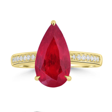 4.18ct Rhodonite Rings with 0.113tct Diamond set in 18K Yellow Gold