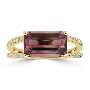 3.47ct Tourmaline Rings with 0.37tct Diamond set in 18K Yellow Gold