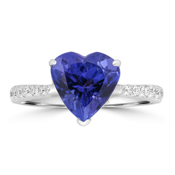 3.25ct Tanzanite Rings with 0.261tct Diamond set in 18K White Gold