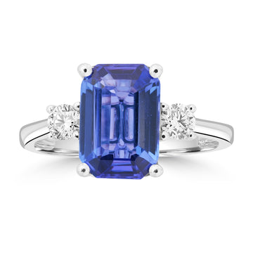 2.26ct Tanzanite Rings with 0.294tct Diamond set in 18K White Gold