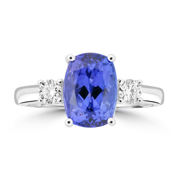 3.28ct Tanzanite Rings with 0.28tct Diamond set in 18K White Gold