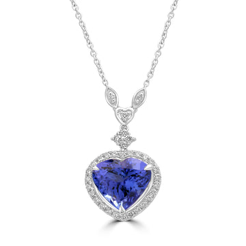 6.15ct Tanzanite Necklaces with 0.491tct Diamond set in 18K White Gold