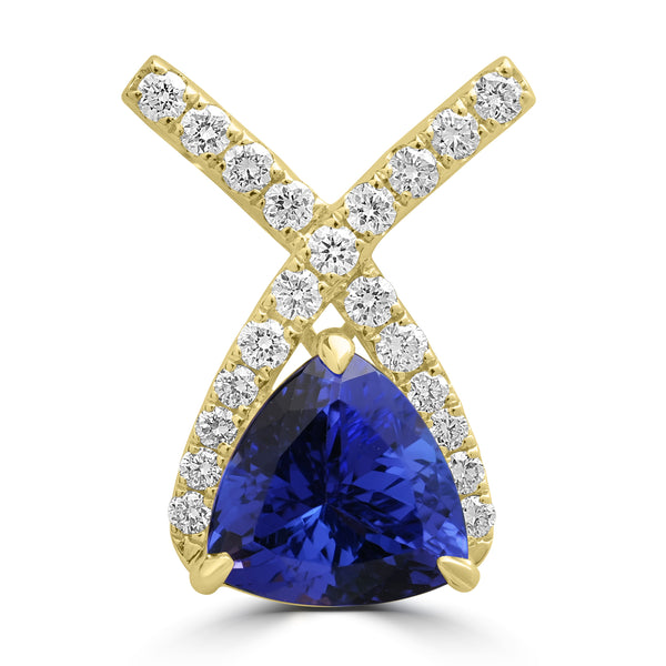 2.73ct Tanzanite Pendants with 0.43tct Diamond set in 18K Yellow Gold
