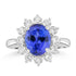 3.23ct Tanzanite Rings with 0.96tct Diamond set in 18K White Gold