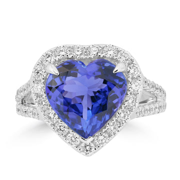 4.96ct Tanzanite Rings with 0.986tct Diamond set in 18K White Gold