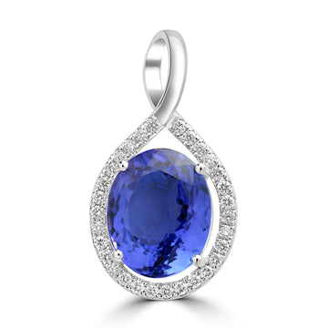 5.6ct Tanzanite Pendants with 0.232tct Diamond set in 18K White Gold