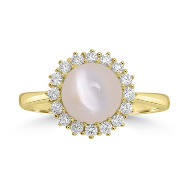 2.09ct Opal Rings with 0.3tct Diamond set in 14K Yellow Gold