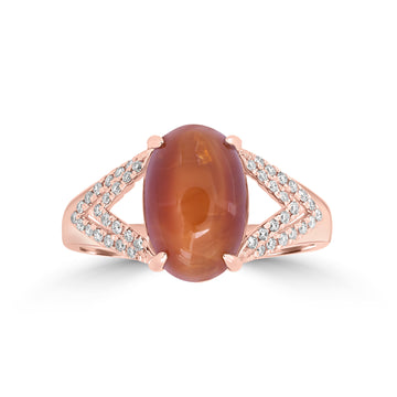 3.32ct Opal Rings with 0.18tct Diamond set in 14K Yellow Gold