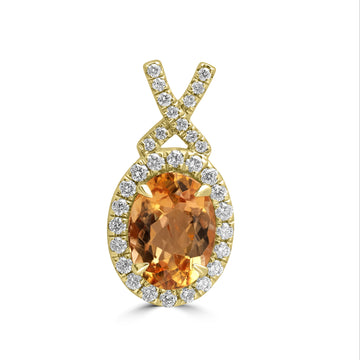 1.75ct Imperial Topaz Pendants with 0.253tct Diamond set in 14K Yellow Gold