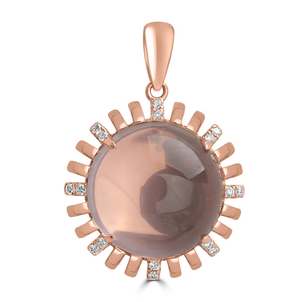 14.68ct Rose Quartz Pendants with 0.117tct Diamond set in 14K Rose Gold