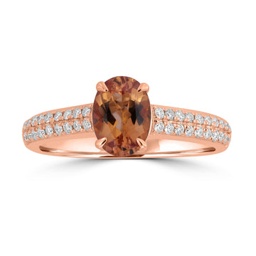 1.1ct Imperial Topaz Rings with 0.211tct Diamond set in 14K Yellow Gold