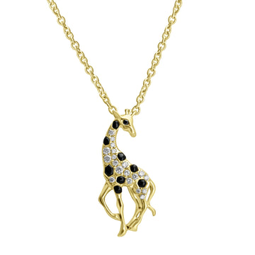 0.158ct Onyx Necklace with 0.079tct Diamond set in 18K Yellow Gold
