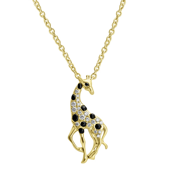 0.158ct Onyx Necklace with 0.079tct Diamond set in 18K Yellow Gold