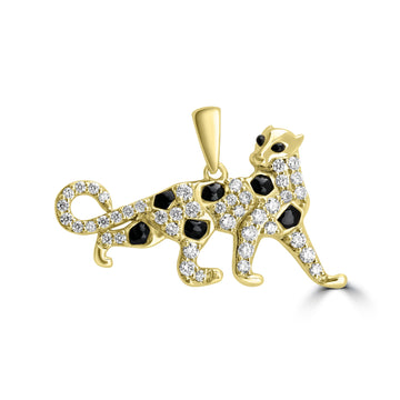 0.158ct Onyx Pendant with 0.374tct Diamond set in 18K Yellow Gold
