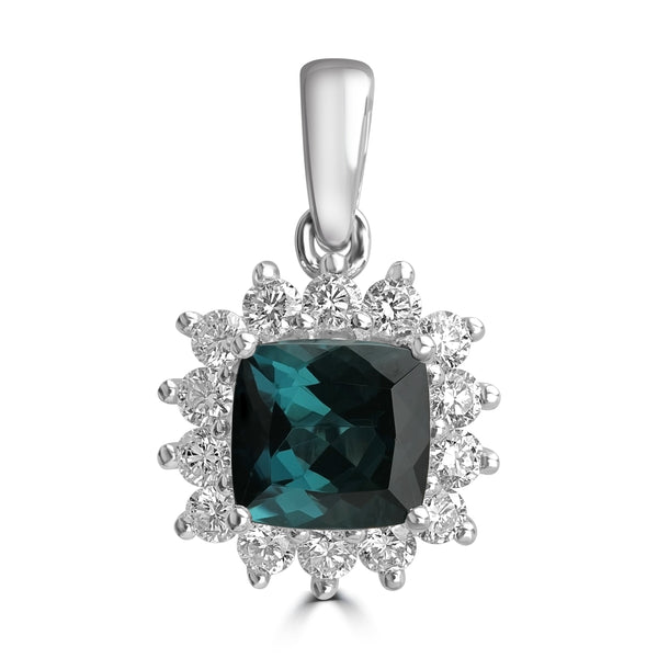 1.01ct Tourmaline Pendants with 0.336tct Diamond set in 18K White Gold