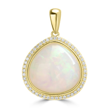 7.8ct Opal Pendants with 0.212tct Diamond set in 18K Yellow Gold