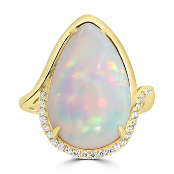 7.36ct Opal Rings with 0.148tct Diamond set in 18K Yellow Gold