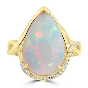 6.08ct Opal Rings with 0.112tct Diamond set in 18K Yellow Gold