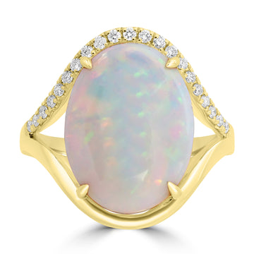 7.25ct Opal Rings with 0.178tct Diamond set in 18K Yellow Gold