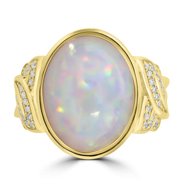 8.42ct Opal Rings with 0.179tct Diamond set in 18K Yellow Gold