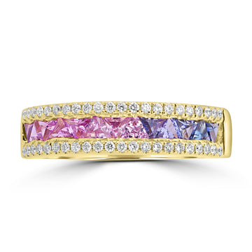 0.667ct Sapphire Rings with 0.195tct Diamond set in 18K Yellow Gold