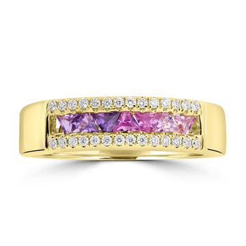 0.358ct Sapphire Rings with 0.124tct Diamond set in 18K Yellow Gold