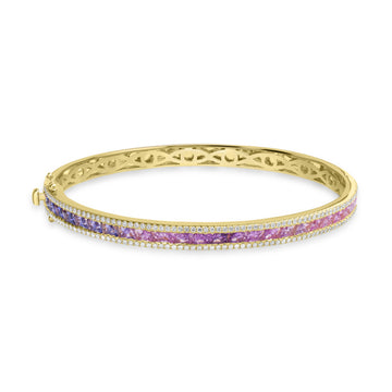 2.597ct Sapphire Bangles with 0.672tct Diamond set in 18K Yellow Gold