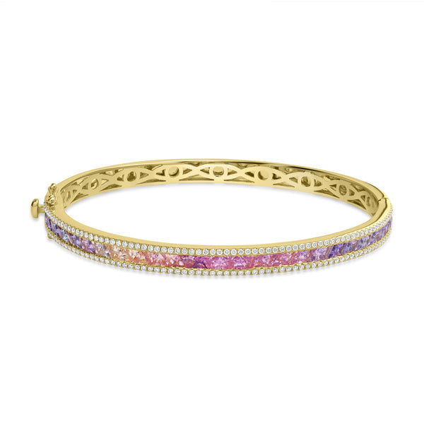 2.58ct Sapphire Bangles with 0.68tct Diamond set in 18K Yellow Gold