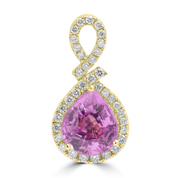 1.98ct Pink Sapphire Pendants with 0.193tct Diamond set in 18K Yellow Gold