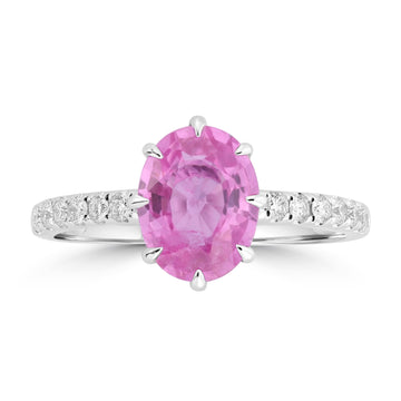 2.34ct Pink Sapphire Rings with 0.253tct Diamond set in 18K Solitaire