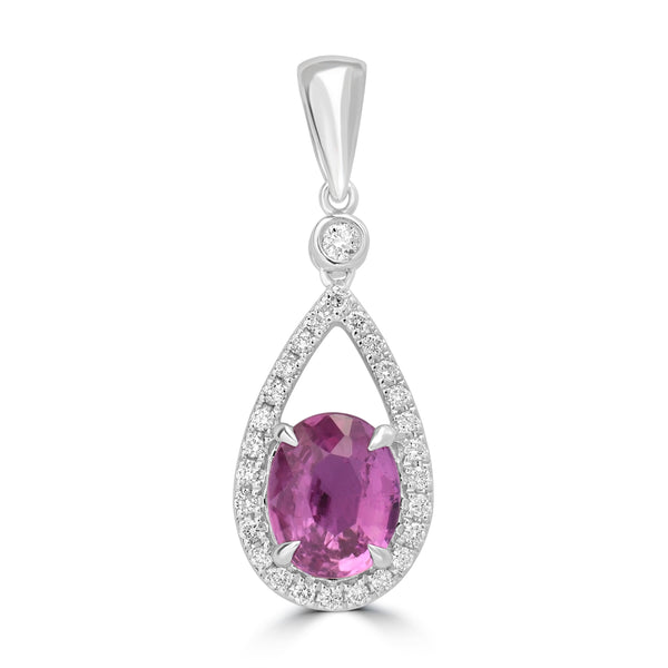 2.12ct Pink Sapphire Pendants with 0.208tct Diamond set in 18K -