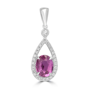 2.12ct Pink Sapphire Pendants with 0.208tct Diamond set in 18K -