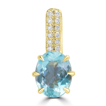 2.34ct Aquamarine Pendants with 0.105tct Diamond set in 18K Yellow Gold