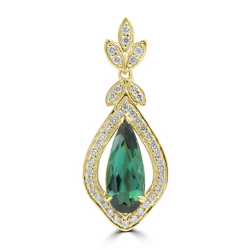 0.97ct Tourmaline Pendants with 0.152tct Diamond set in 18K Yellow Gold