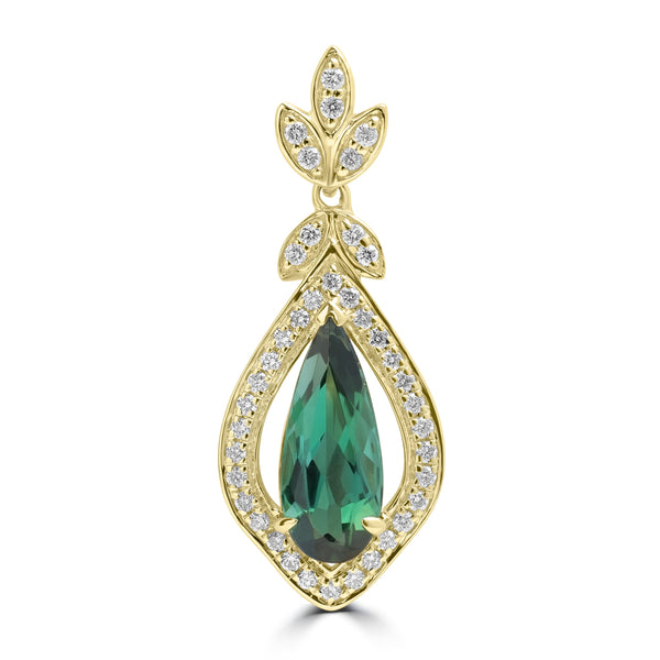 0.97ct Tourmaline Pendants with 0.152tct Diamond set in 18K Yellow Gold