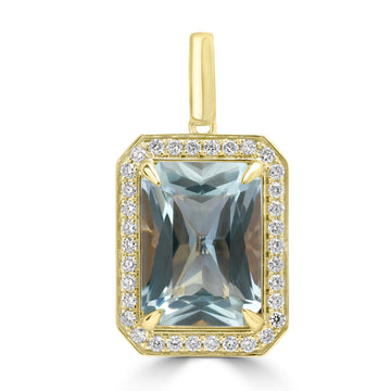 4.11ct Aquamarine Pendants with 0.265tct Diamond set in 18K Yellow Gold