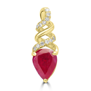 1.12ct Ruby Pendants with 0.047tct Diamond set in 18K Yellow Gold